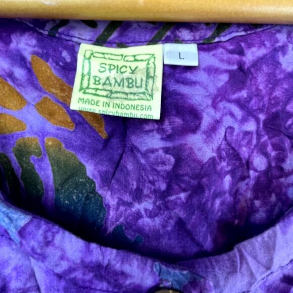 Spicy Bambu Dress Womens Large Purple Boho Hippie Indie Festival Hawaiian Bright - Picture 3 of 6